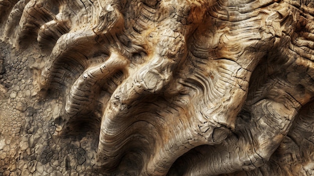 Deep grooves and wrinkles on a large fossil indicating the thick and wrinkly skin of a sauropod the