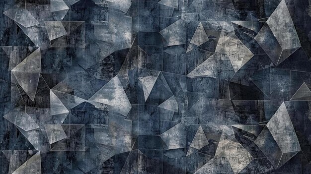 Photo deep midnight blue and charcoal polygons feature on this distressed cubist wallpaper