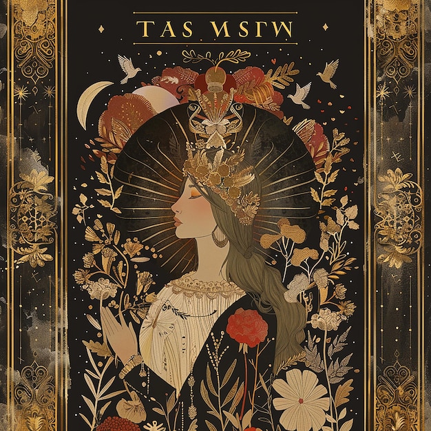 deep and mystical stylized illustration of The Empress tarot card in earthy colors symbolizing femin