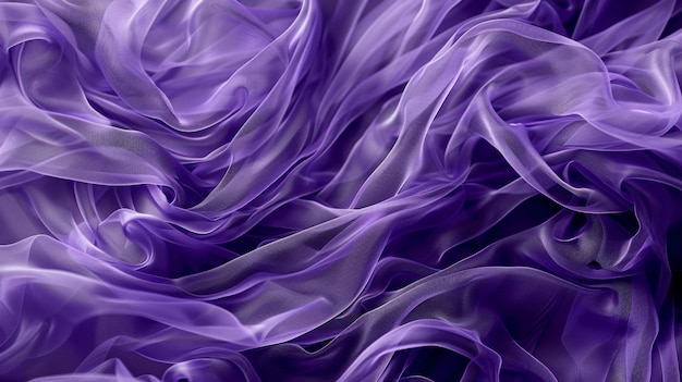 A deep purple fabric cascading in layers as the dancers movements create swirling patterns and