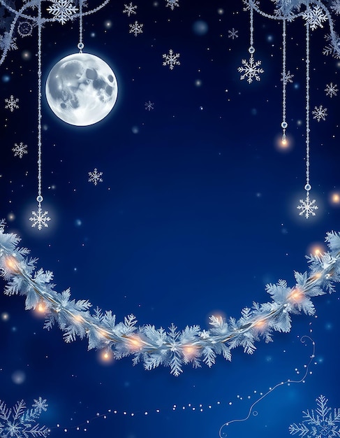 Deep Sapphire Backdrop Adorned With Silver Stars Glistening Moons Hang Softly Above Framed by Shim