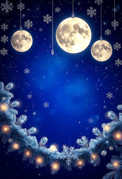 Deep Sapphire Backdrop Adorned With Silver Stars Glistening Moons Hang Softly Above Framed by Shim