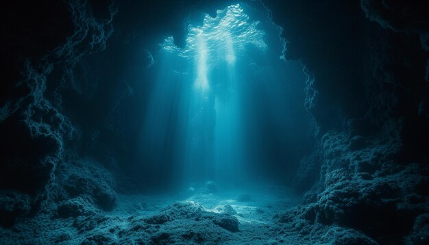 deep sea with sun beams