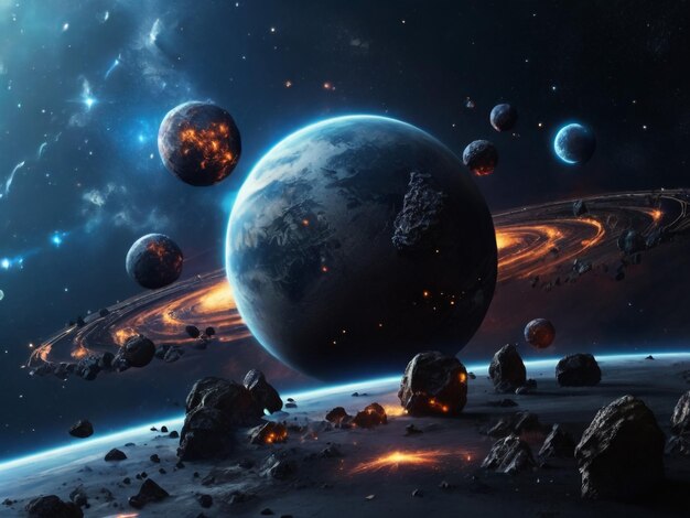 Deep space planets science fiction imagination of cosmos landscape Elements of this image furnish