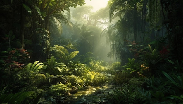 Deep in the tropical rainforest mystery awaits generated by AI