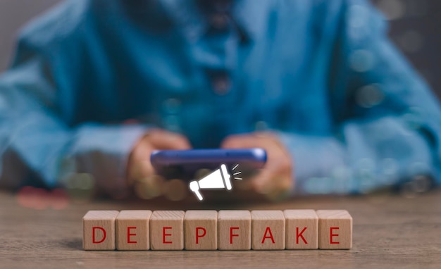 Photo deepfake deep learning fake news generator modern internet technology conceptx9