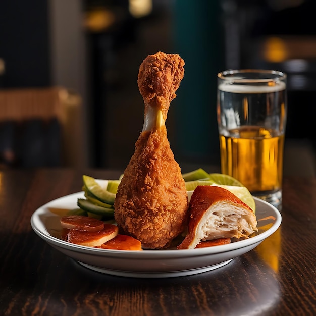 Deepfried chicken drumstick with good decoration