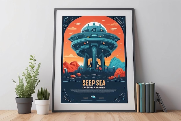 Deepsea exploration illustration mockup