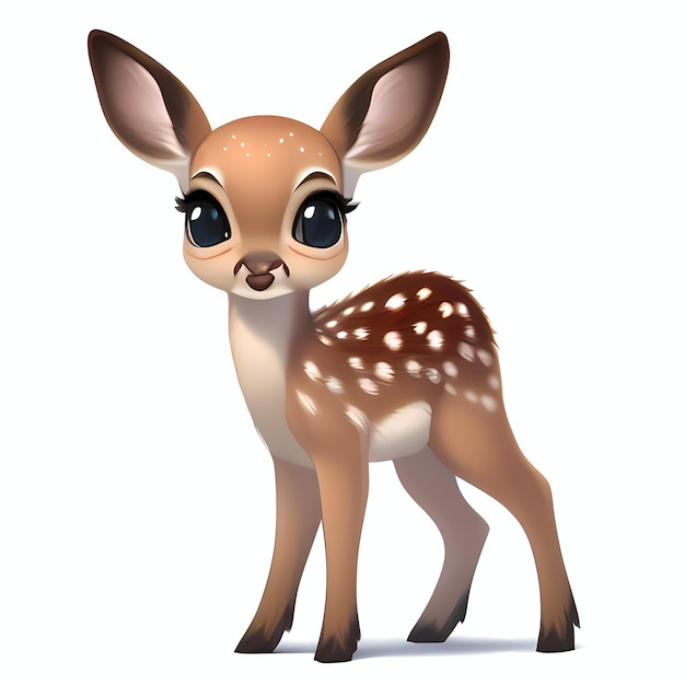 Deer Cartoon character Reindeer Cute little animal illustration on white background AI