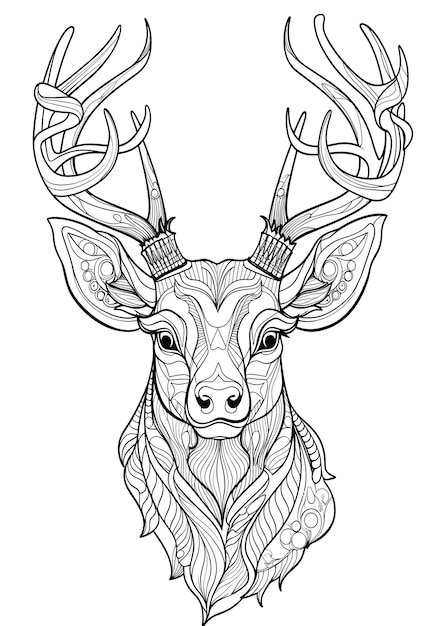 Deer Coloring Page Deer Line Art coloring page Deer Outline Drawing For Coloring Page Animal Coloring Page Deer Coloring Book AI Generative