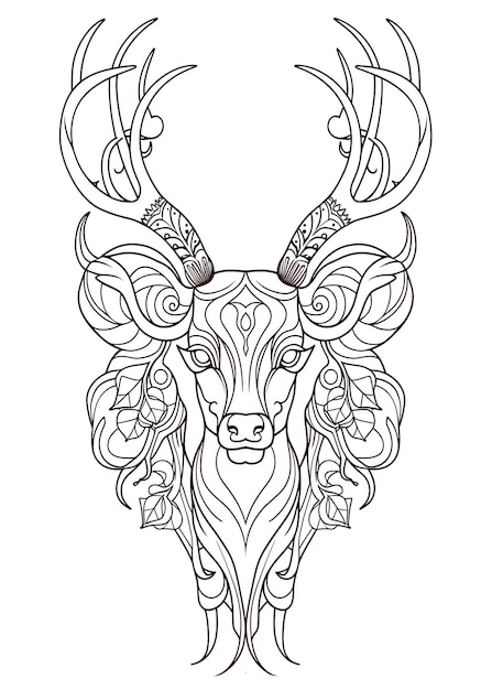 Deer Coloring Page Deer Line Art coloring page Deer Outline Drawing For Coloring Page Animal Coloring Page Deer Coloring Book AI Generative