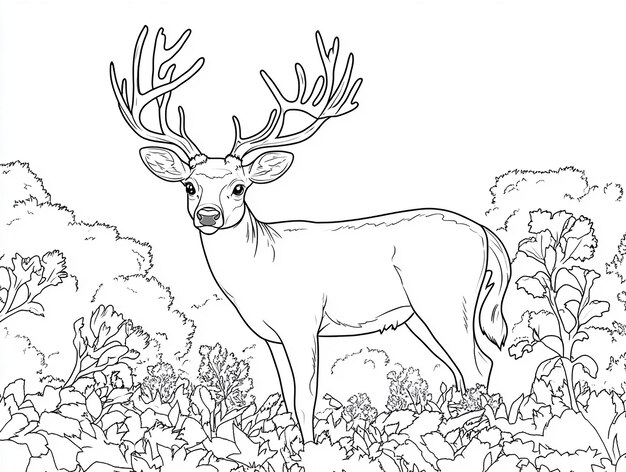 Photo deer coloring page