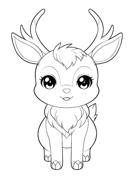 Deer Coloring pages fo kids and Adults cute deer coloring page illustration