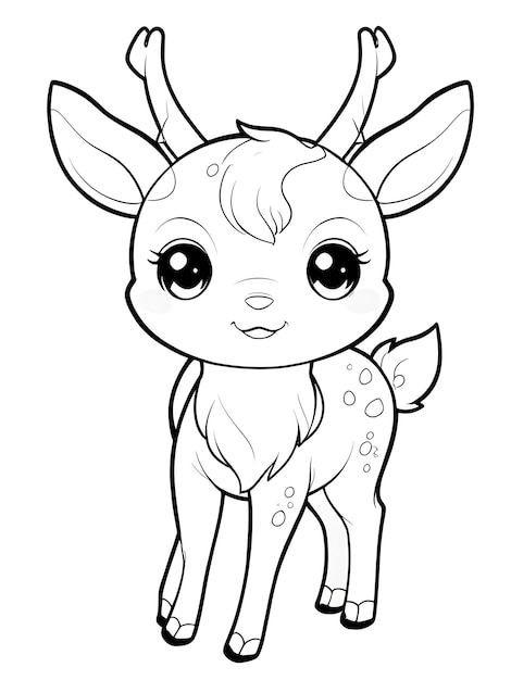 Deer Coloring pages fo kids and Adults cute deer coloring page illustration