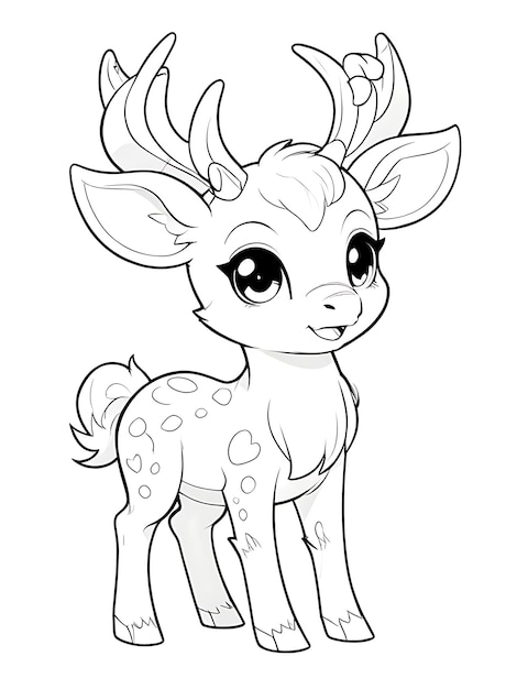 Deer Coloring pages fo kids and Adults cute deer coloring page illustration