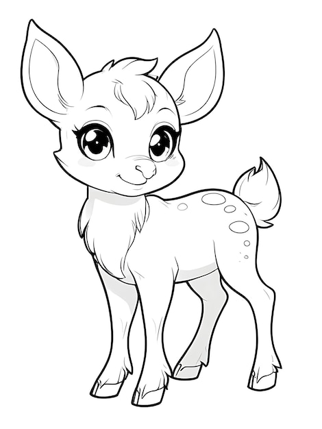 Deer Coloring pages fo kids and Adults cute deer coloring page illustration