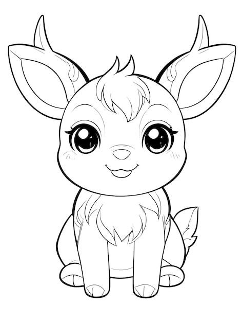 Photo deer coloring pages fo kids and adults cute deer coloring page illustration