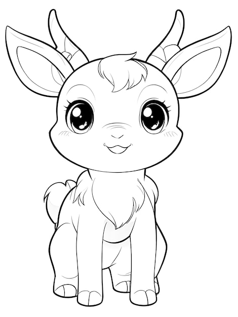 Photo deer coloring pages fo kids and adults cute deer coloring page illustration