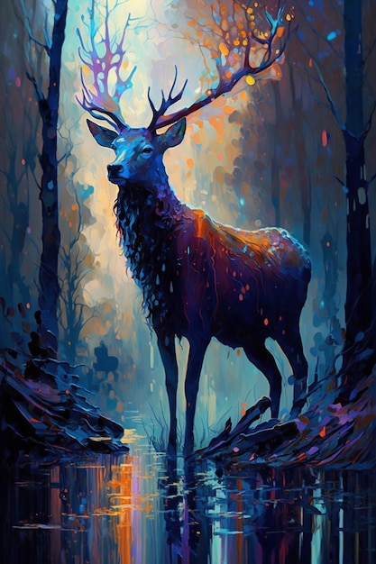 A deer in the forest by person