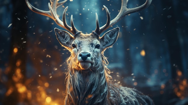 deer in glowing lights