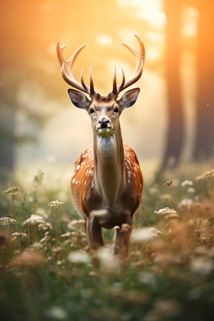 deer grazing in a natural meadow