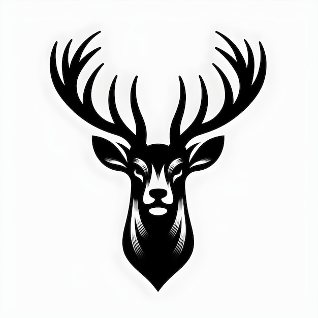 Deer head from the front black with white background