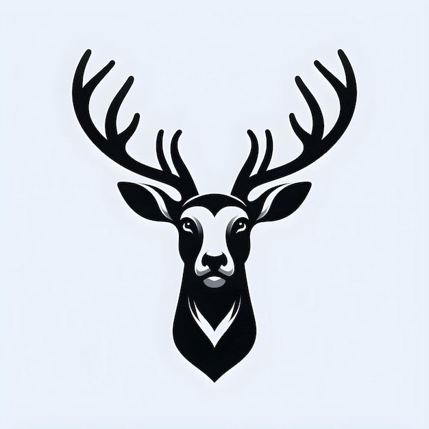 Deer head from the front black with white background