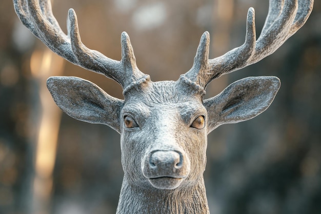 Photo a deer head with gold horns is sitting on a surface