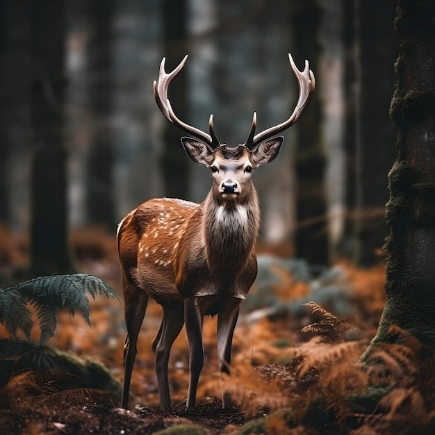 Deer in the jungle Deep forest photography