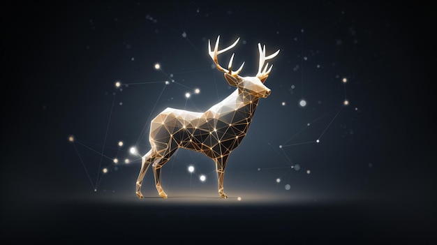 a deer made by a star that is on a black background