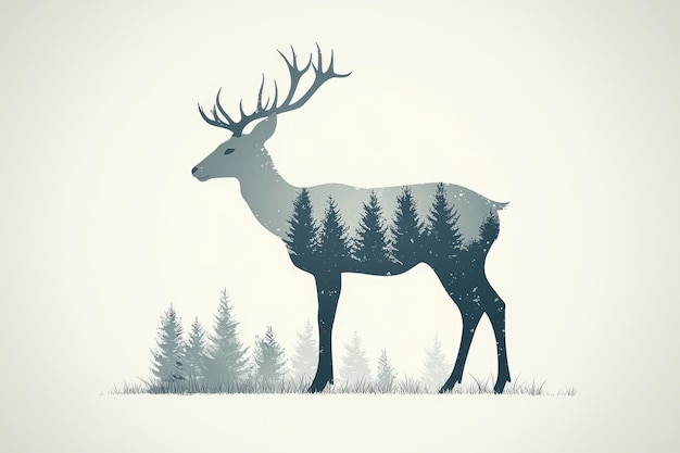 Deer Silhouette with Forest Inside