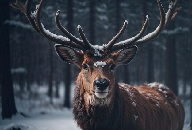 Deer in a snowy forest