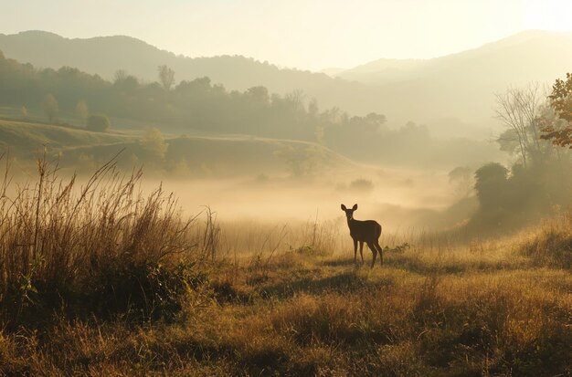 Deer Standing in Middle of Field