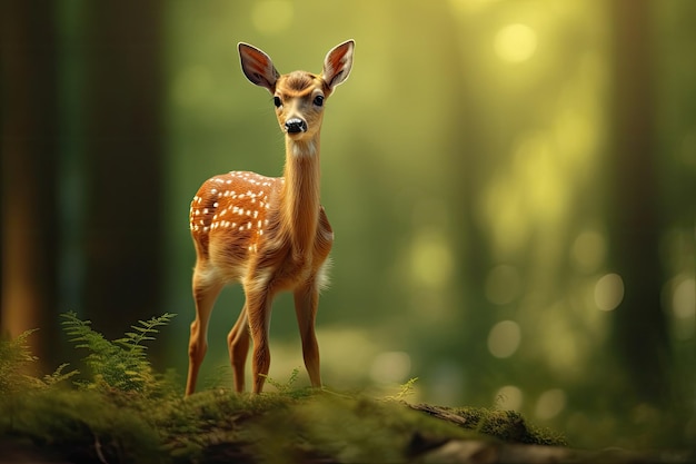 a deer standing in the woods