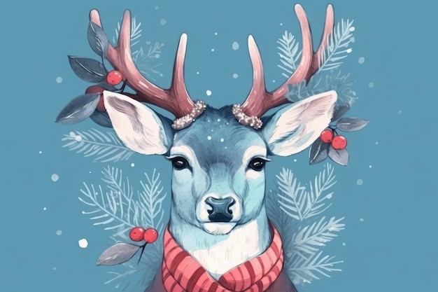 Deer wearing a scarf Generative AI