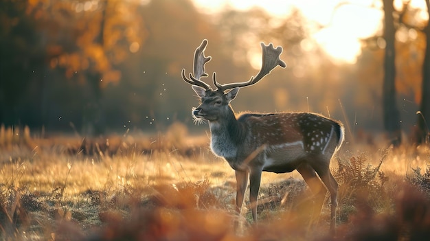 deer with antlers in the sunlight