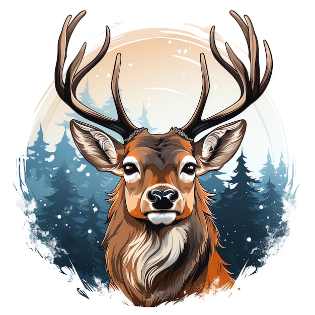 a deer with antlers and trees