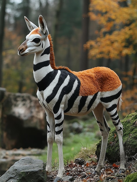 a deer with a black and white stripes on its neck