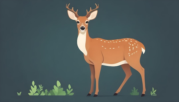 a deer with a brown face and a green background