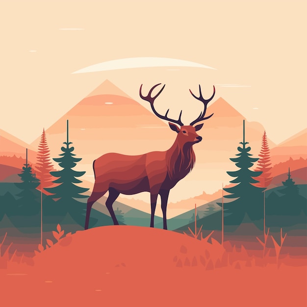 A deer with a mountain in the background