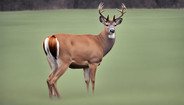 Photo a deer with a white face and brown markings is standing in a field