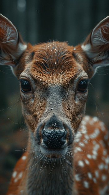 Photo a deer with white spots on its face is staring at the camera