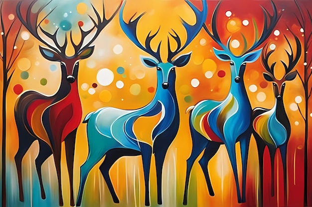 deers painting abstract design