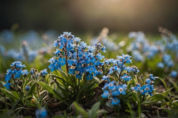 Default Blooming forgetmenots in a field