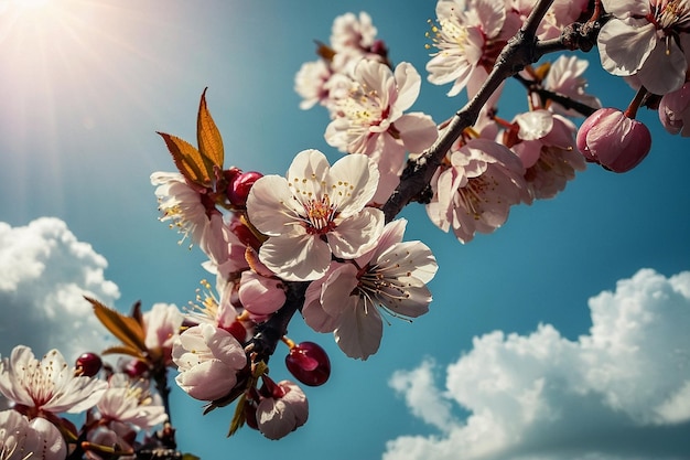 Default Blossoming cherry branches against the sky