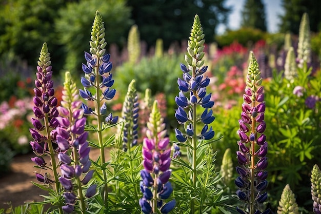 Default Blossoming lupins in a garden