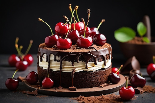 Default Cherries on a chocolate cake