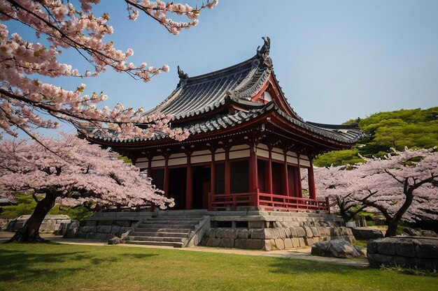 Default Cherry blossom with ancient temple