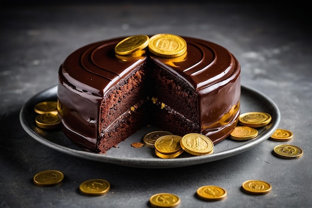 Default Chocolate cake with chocolate coins