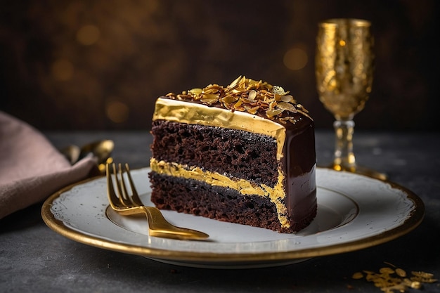 Default Chocolate cake with edible gold flakes